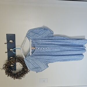 Bit & Bridle Light Blue Lace-Up Blouse